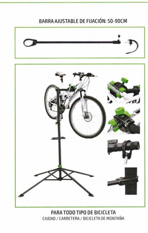 Soporte de Reparacion de Bicicletas Ref. 53919, Para Todo Tipo de Bicicletas, con Abrazadera Ajustable de Liberacion Rapida