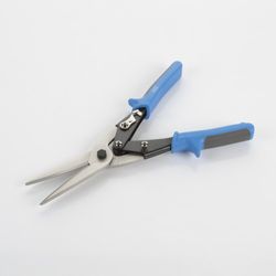 Tijera cortachapas articulada de corte recto con bocas largas para corte de chapa metálica, pladur, chapa de madera con multiplicador de esfuerzo Alyco, referencia 108105