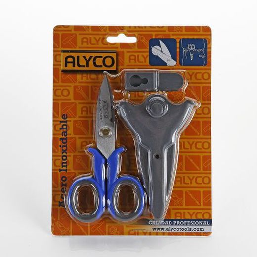 Tijera De Electricista Multiuso En Acero Inoxidable Con Funda ALYCO, Referencia 108215