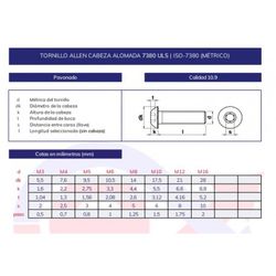 Tornillo allen cabeza redonda din 7380 10.9 pavonado.