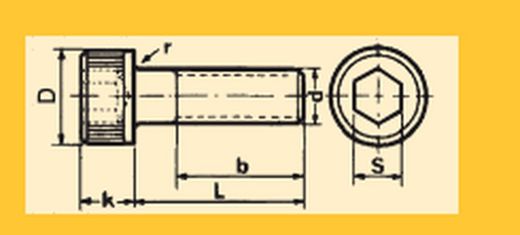 Tornillo Allen Rosca 3/8" SAE-24 Hilos Din-912, Calidad 12.9