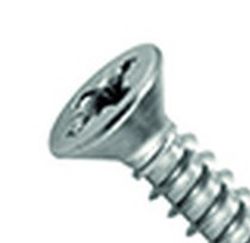 Tornillo cincado de cabeza avellanada e impronta ph con rosca para chapa según DIN 7982.