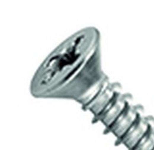 Tornillo cincado de cabeza avellanada e impronta ph con rosca para chapa según DIN 7982.