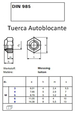 Tuerca hexagonal autoblocante din -985 paso metrico fino