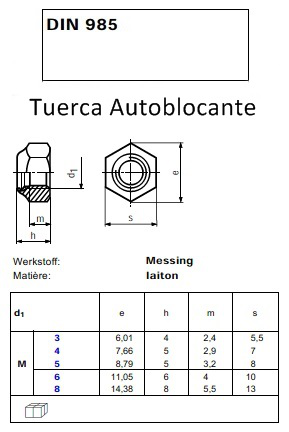 Tuerca hexagonal autoblocante din -985 paso metrico fino