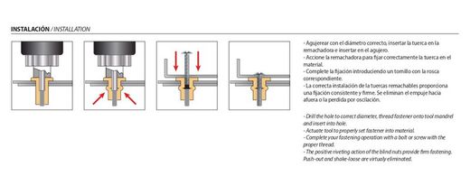 Tuerca Remachable Cabeza Baja Cincada