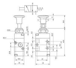 Valvula De Acionamiento Manual,, 3/2