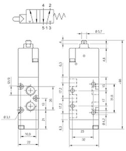 Valvula A Puntal Servopilotada 1/8, 5/2 Monoestable Retorno Muelle
