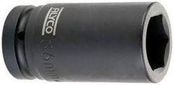 Llave de vaso de impacto con boca hexagonal y cuadradillo 1”, serie larga Alyco.