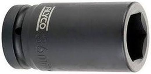 Llave de vaso de impacto con boca hexagonal y cuadradillo 1”, serie larga Alyco.