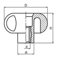 Pomo Volante 4 Labios Con Casquillo Roscado Pasante. Referencia 470011D