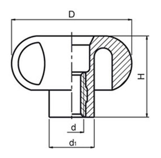 Pomo Volante 4 Labios Con Casquillo Roscado Pasante. Referencia 470011D